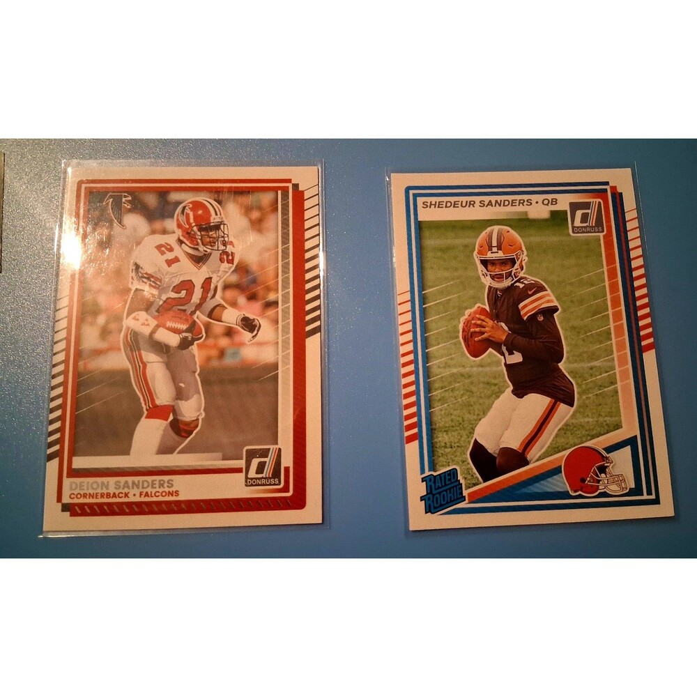 2025 Panini Donruss Football Cards (Deion Sanders #21 & Shedeur Sanders #306)